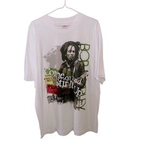 Bob Marley Stir It Up T Shirt Men’s Size XL White Cotton Crew Neck NEW